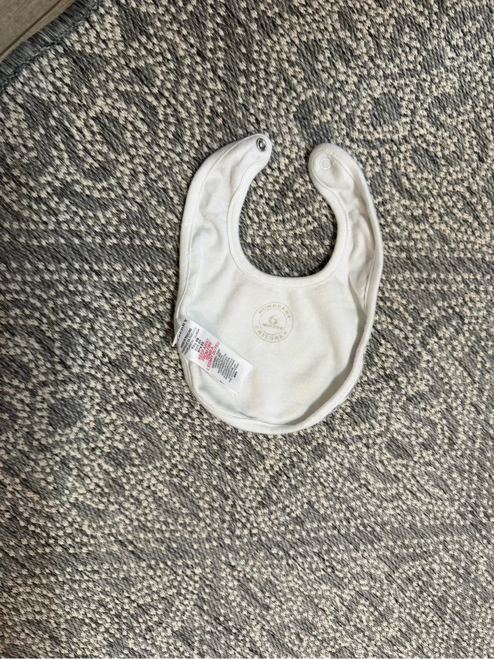 Burberry Baby Bib Size 6 Months Authentic Beige Check Plaid Baby Bib White Trim